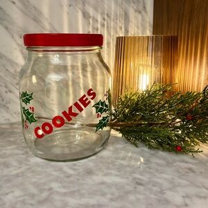 Vintage Festive Red and Green Cookie Jar